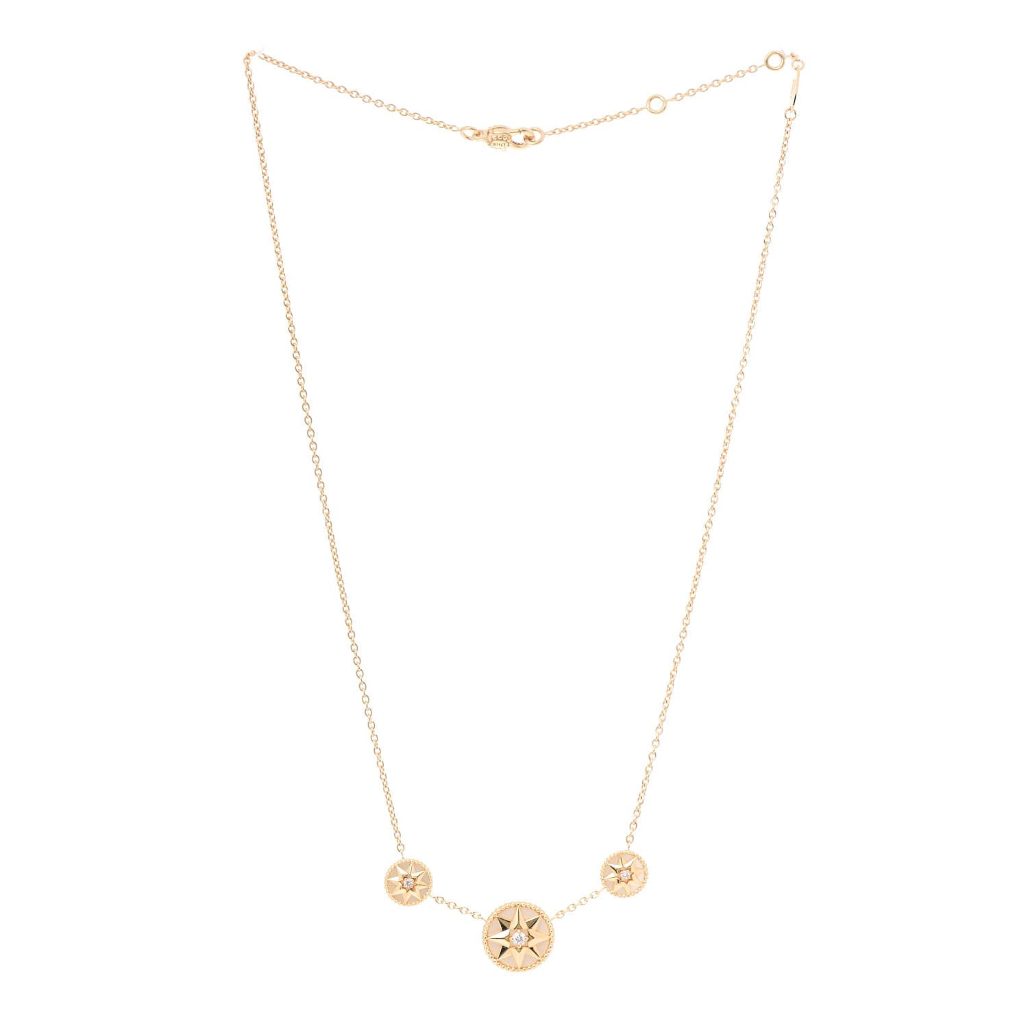 Christian Dior 18K Yellow Gold Diamond Mother of Pearl Rose Des Vents 3-Station Necklace 3 of 6