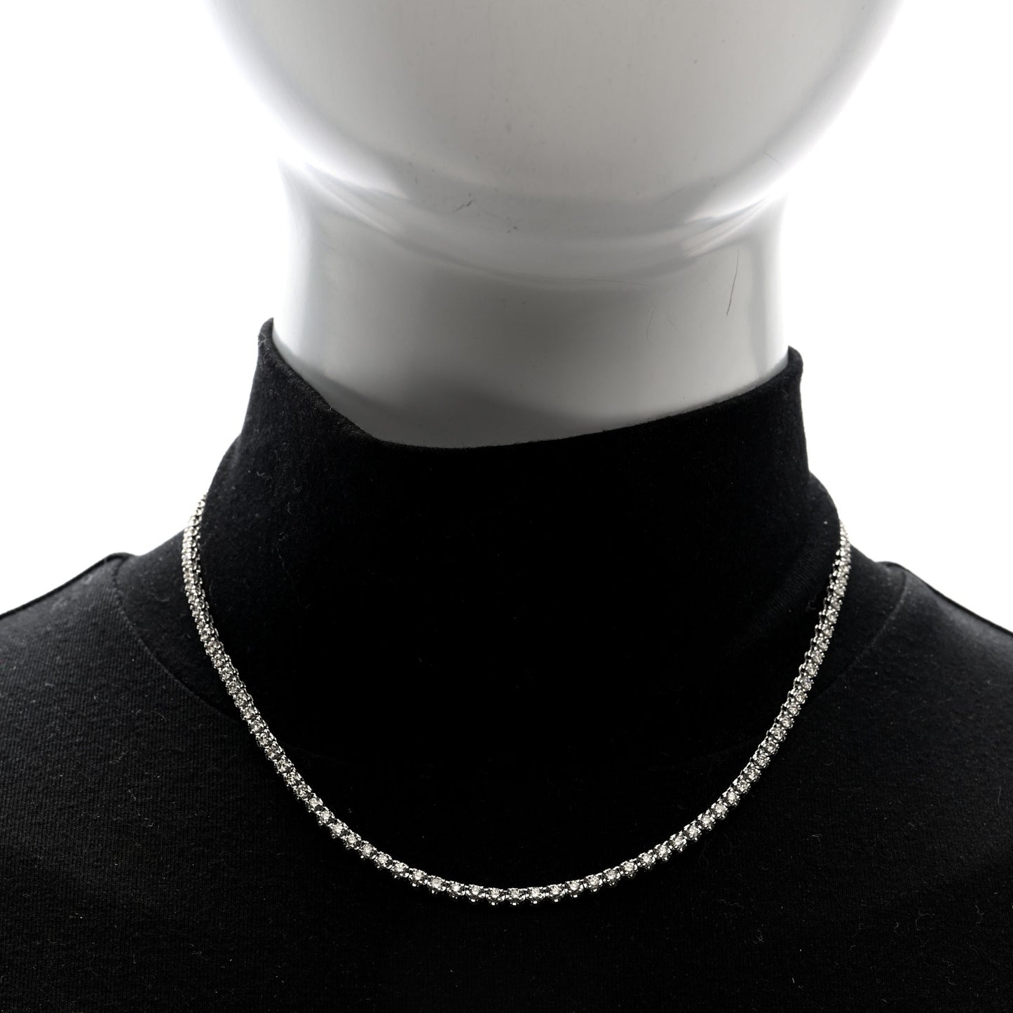 14K White Gold Diamond 4.96ctw Tennis Necklace
