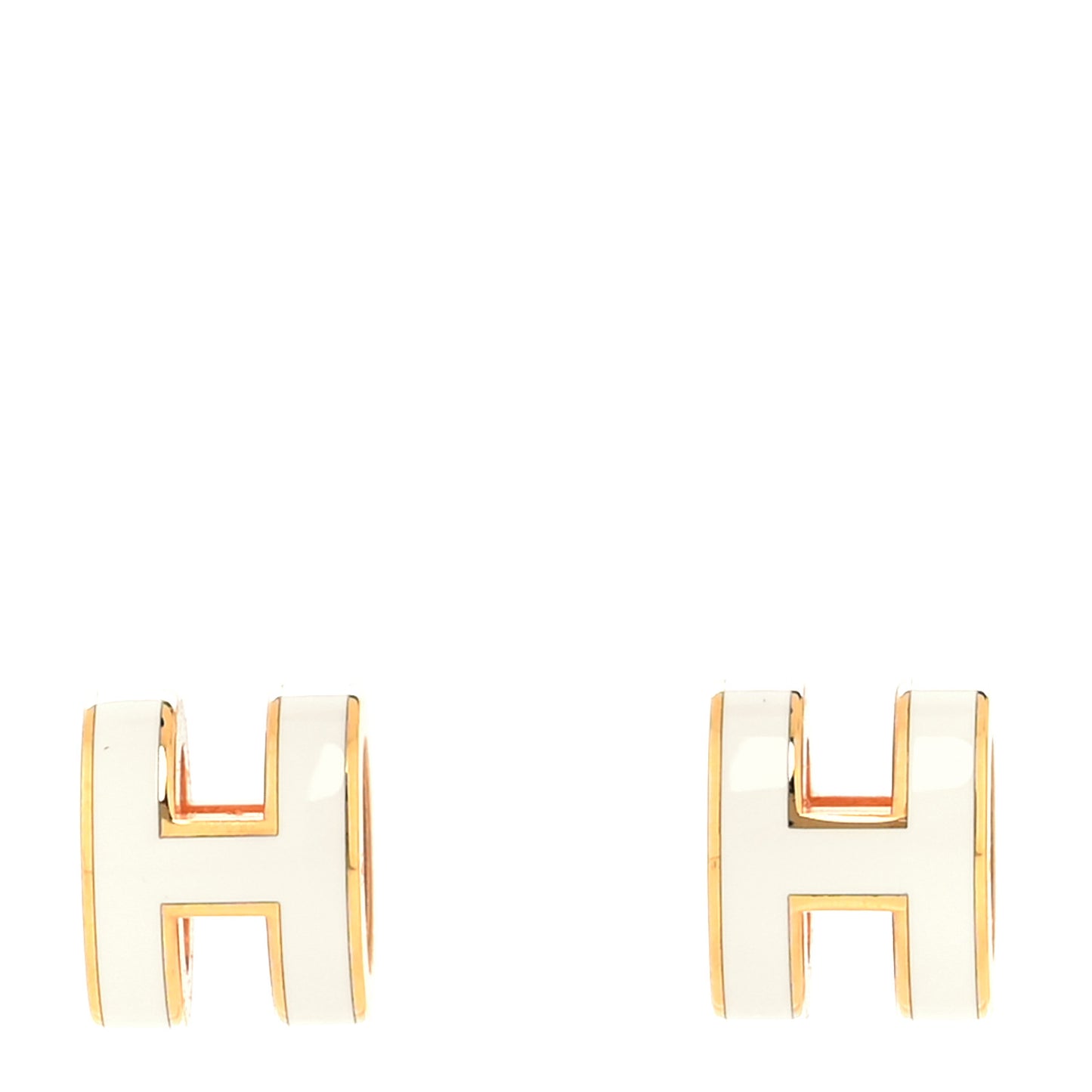 Rose Gold Lacquered Mini Pop H Earrings White