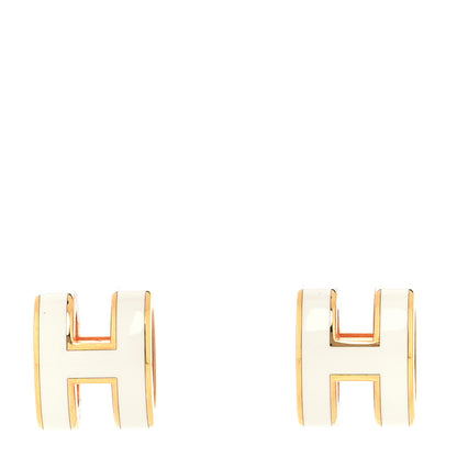 Hermes Rose Gold Lacquered Mini Pop H Earrings White 1 of 5