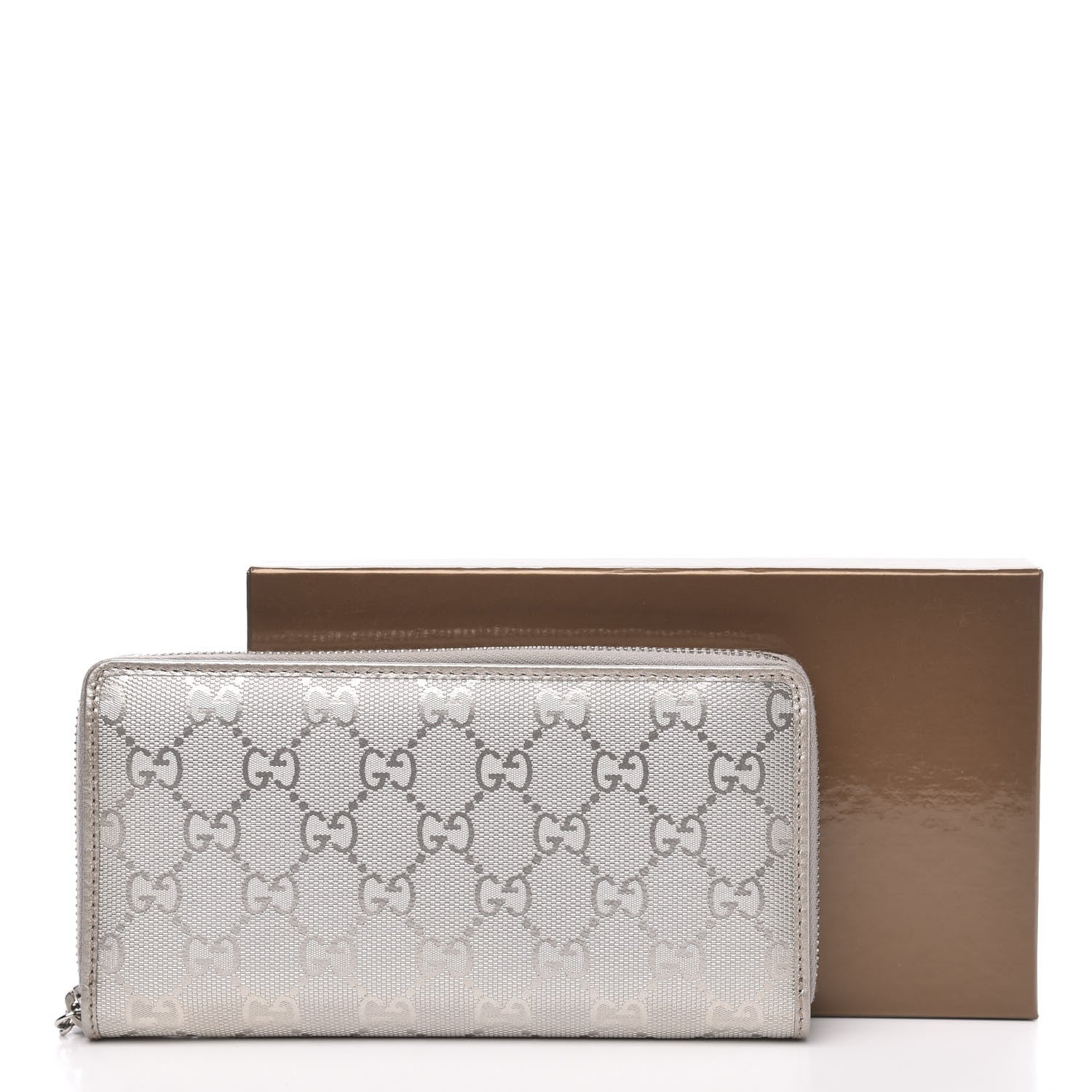 Gucci Imprime Monogram GG Pierce Zip Around Wallet Silver 10 of 10