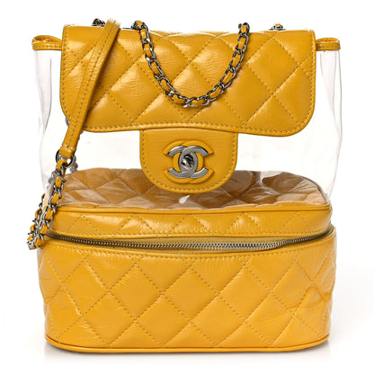Chanel Crumpled Calfskin PVC Quilted Backpack Yellow 1 of 10