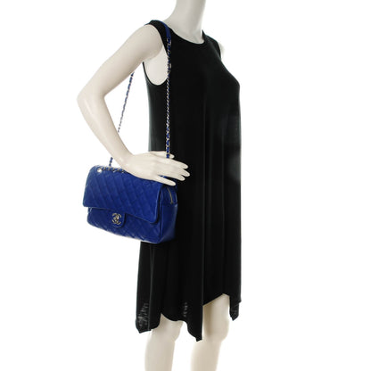 Chanel Caviar Quilted Jumbo Easy Flap Blue 2 of 8