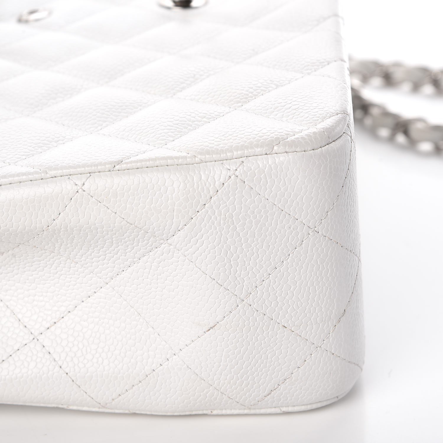 Chanel Caviar Quilted Jumbo Double Flap White 12 of 12