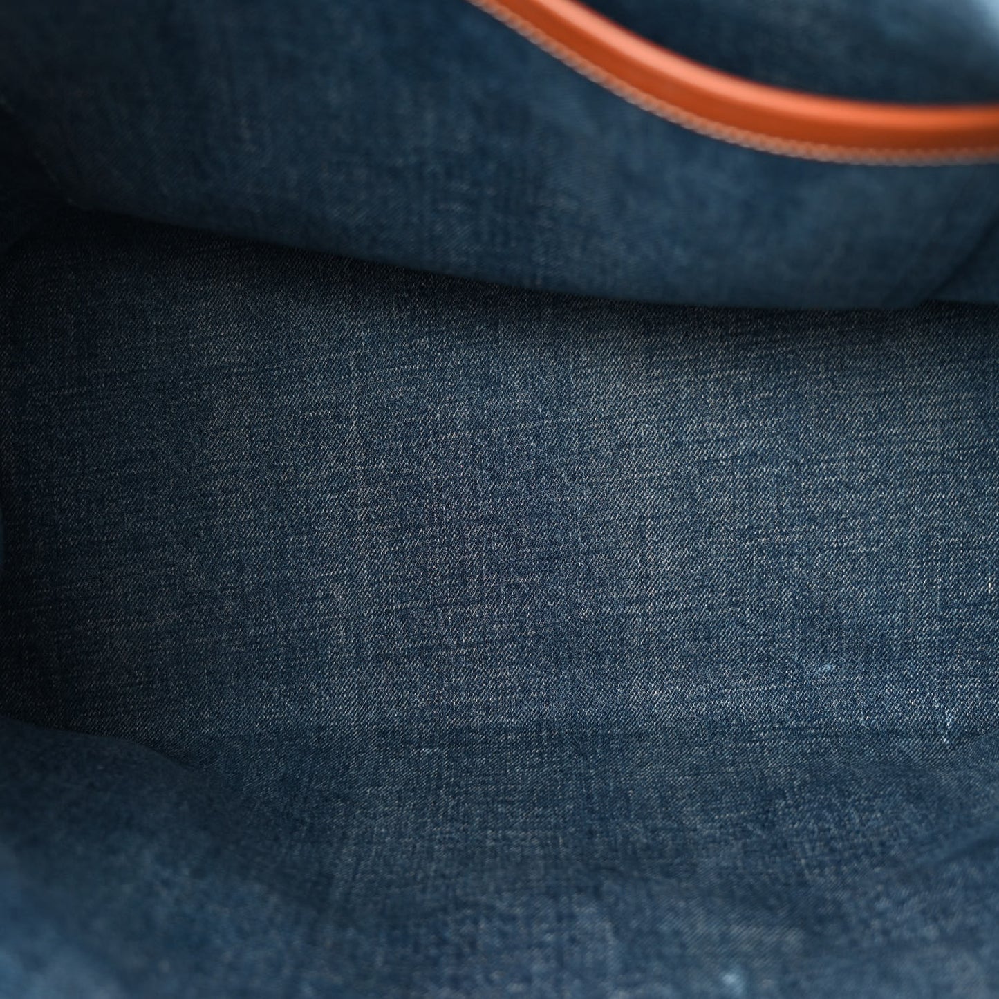 Denim Calfskin Logo Tote Blue Tan