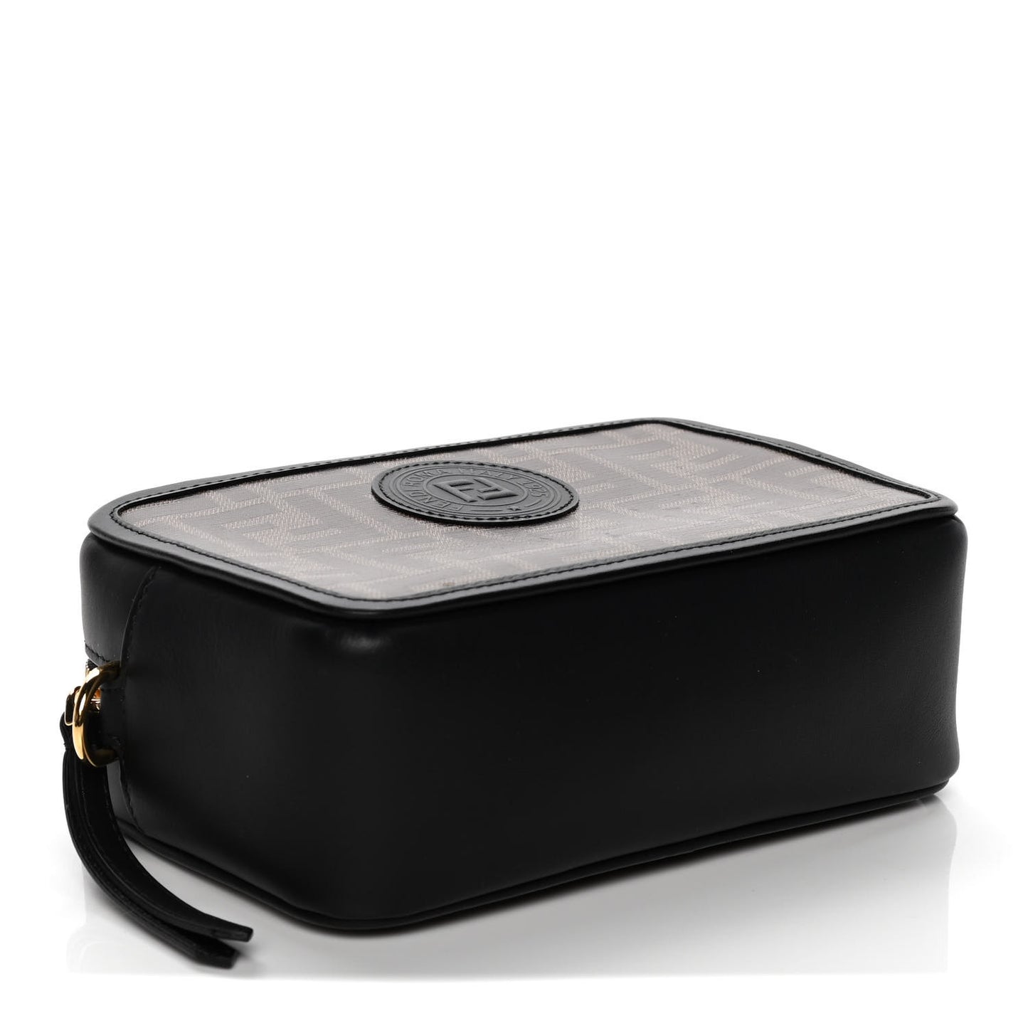 Glazed Fabric Vitello Century FF 1974 Stamp Patch Mini Camera Case Mogano Panna Black