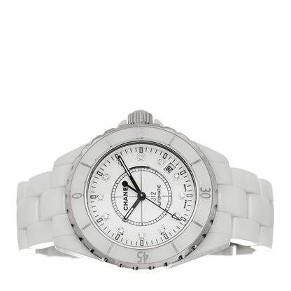 Chanel Stainless Steel Ceramic Diamond 38mm J12 Automatic Watch White 2 of 4