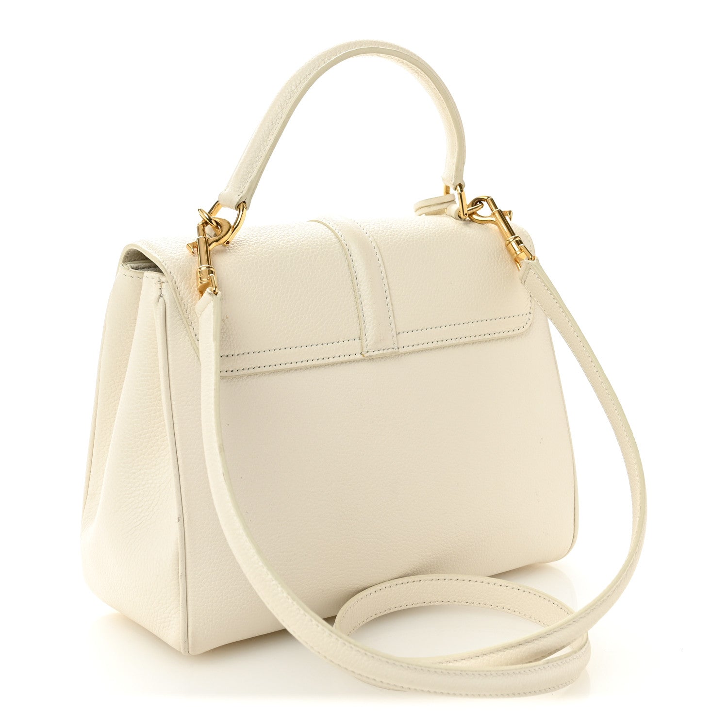 Celine Grained Calfskin Small 16 Top Handle Bag White 3 of 14