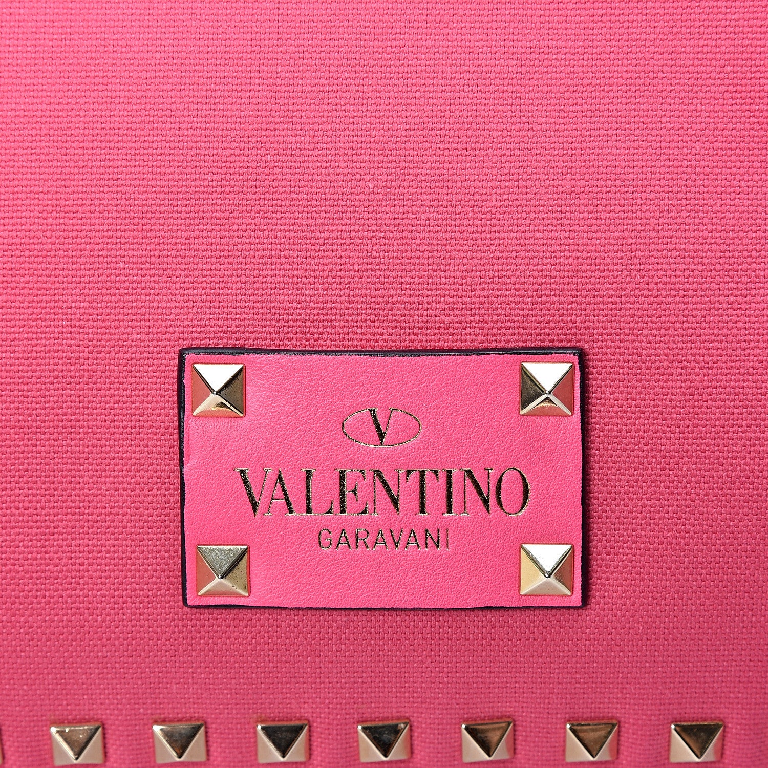 Valentino Garavani Canvas Small Rockstud Reversible Tote Pink Yellow 9 of 16