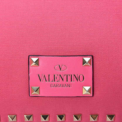 Valentino Garavani Canvas Small Rockstud Reversible Tote Pink Yellow 9 of 16