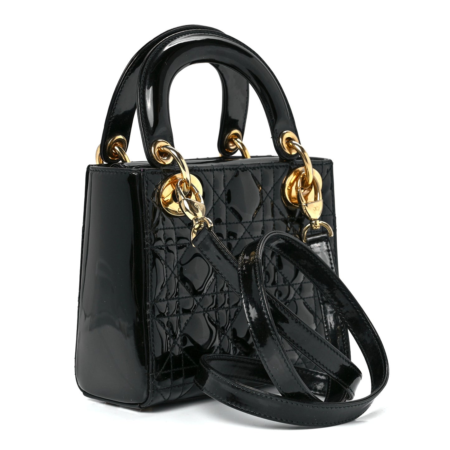 Patent Cannage Mini Lady Dior Black