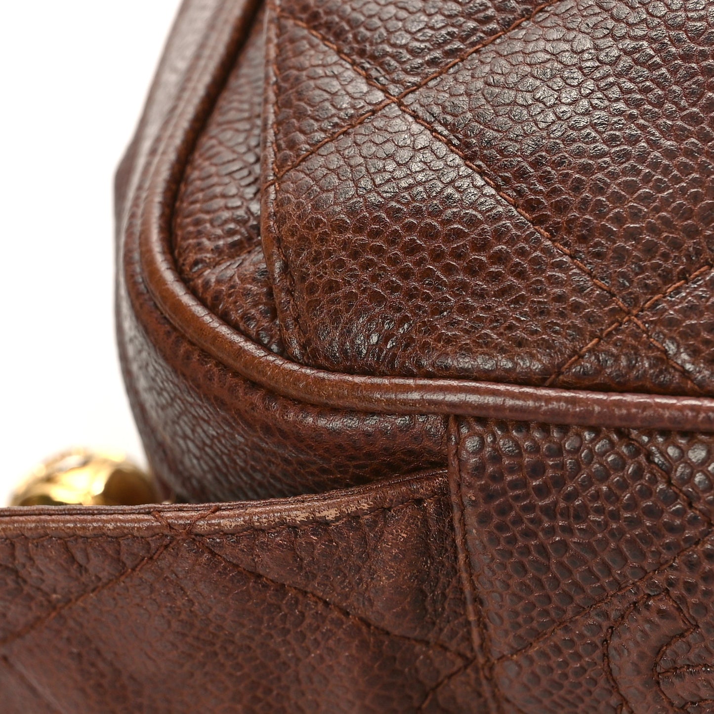 Caviar Quilted Camera Case Brown