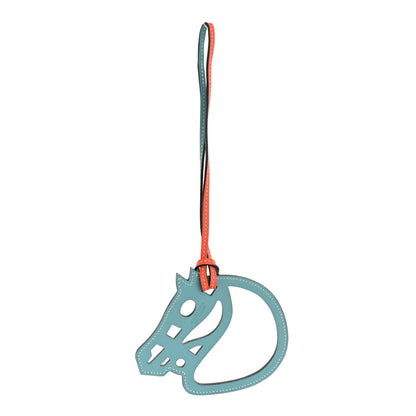 Hermes Swift Paddock Cheval Horse Bag Charm Bleu Atoll Feu 1 of 4