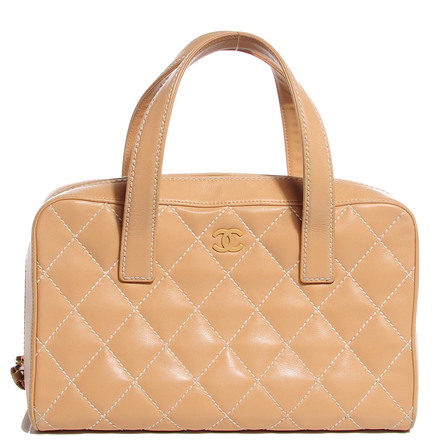 Chanel Calfskin Wild Stitch Top Handle Bag Beige 1 of 7