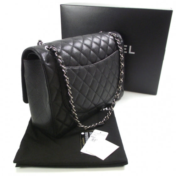 Caviar Quilted Maxi Double Flap Black