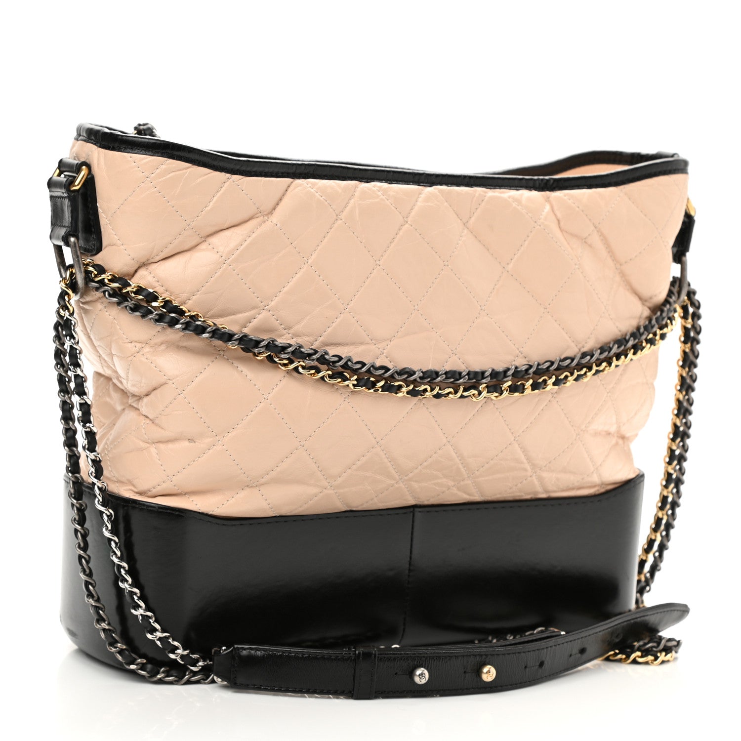 Chanel Aged Calfskin Quilted Large Gabrielle Hobo Beige Black 2 of 11