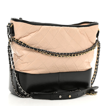 Chanel Aged Calfskin Quilted Large Gabrielle Hobo Beige Black 2 of 11