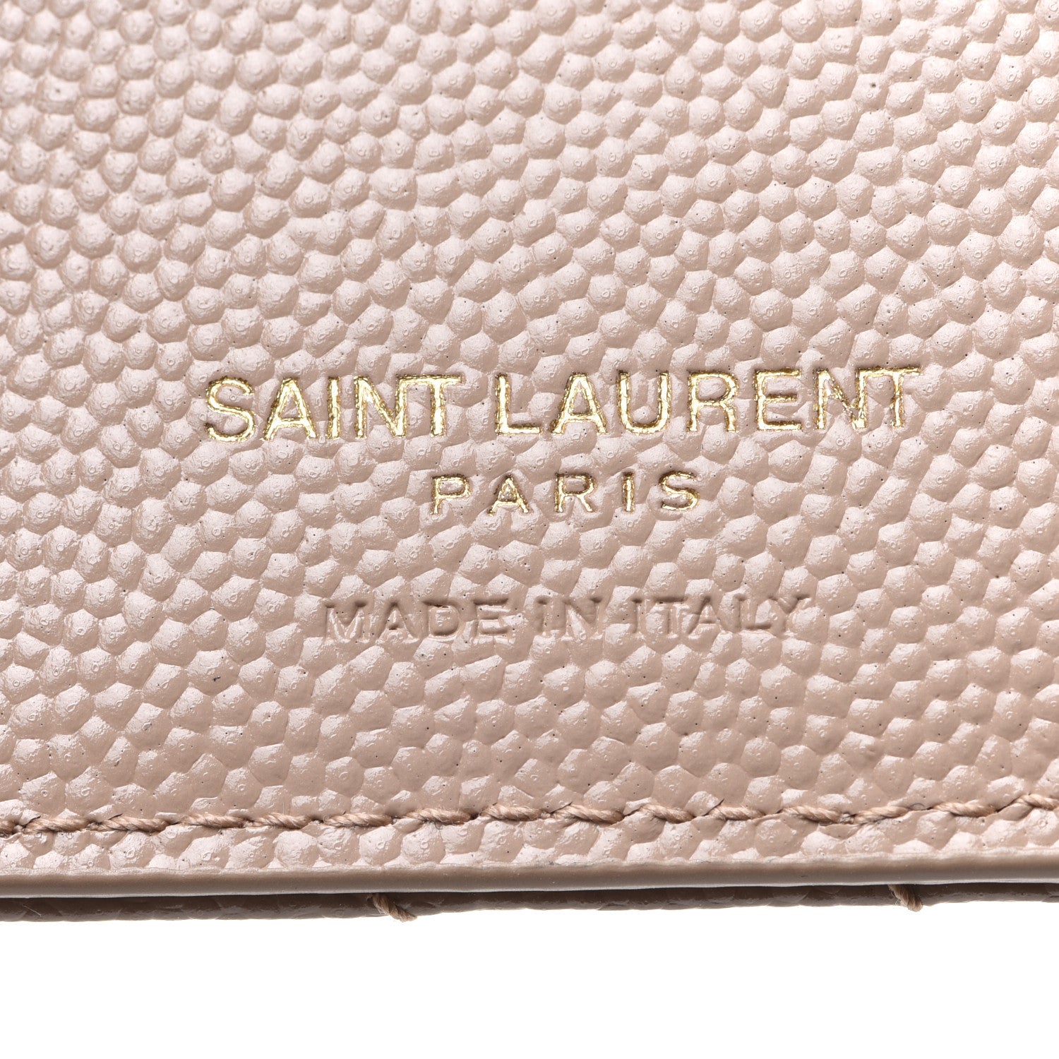 Saint Laurent Grain De Poudre Matelasse Chevron Monogram Zipped Card Case Dark Beige 6 of 8