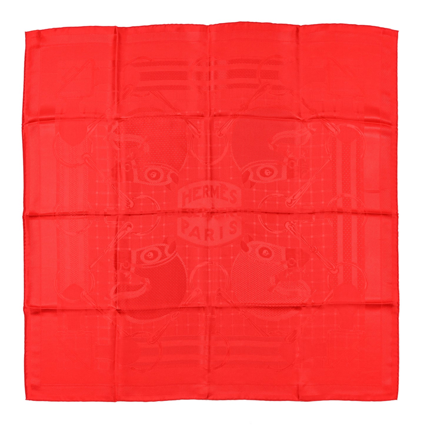 Silk Carre Foulard Tatersale Scarf 90 Rouge Vif