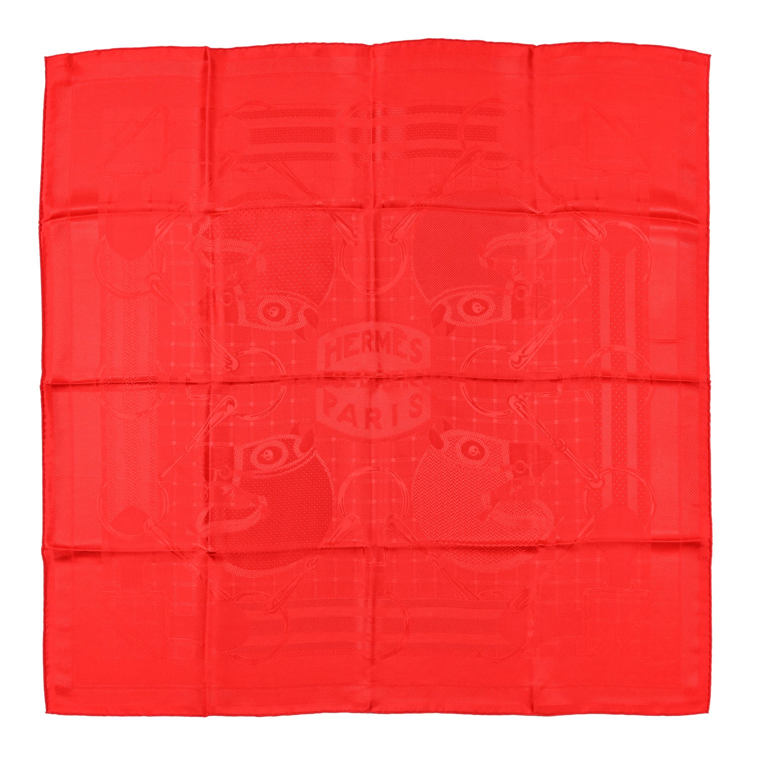 Hermes Silk Carre Foulard Tatersale Scarf 90 Rouge Vif 1 of 3