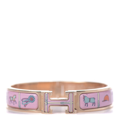 Hermes Enamel Printed Narrow Couvertures et Tenues de Jour Clic Clac H Bracelet PM Color Patch 1 of 5