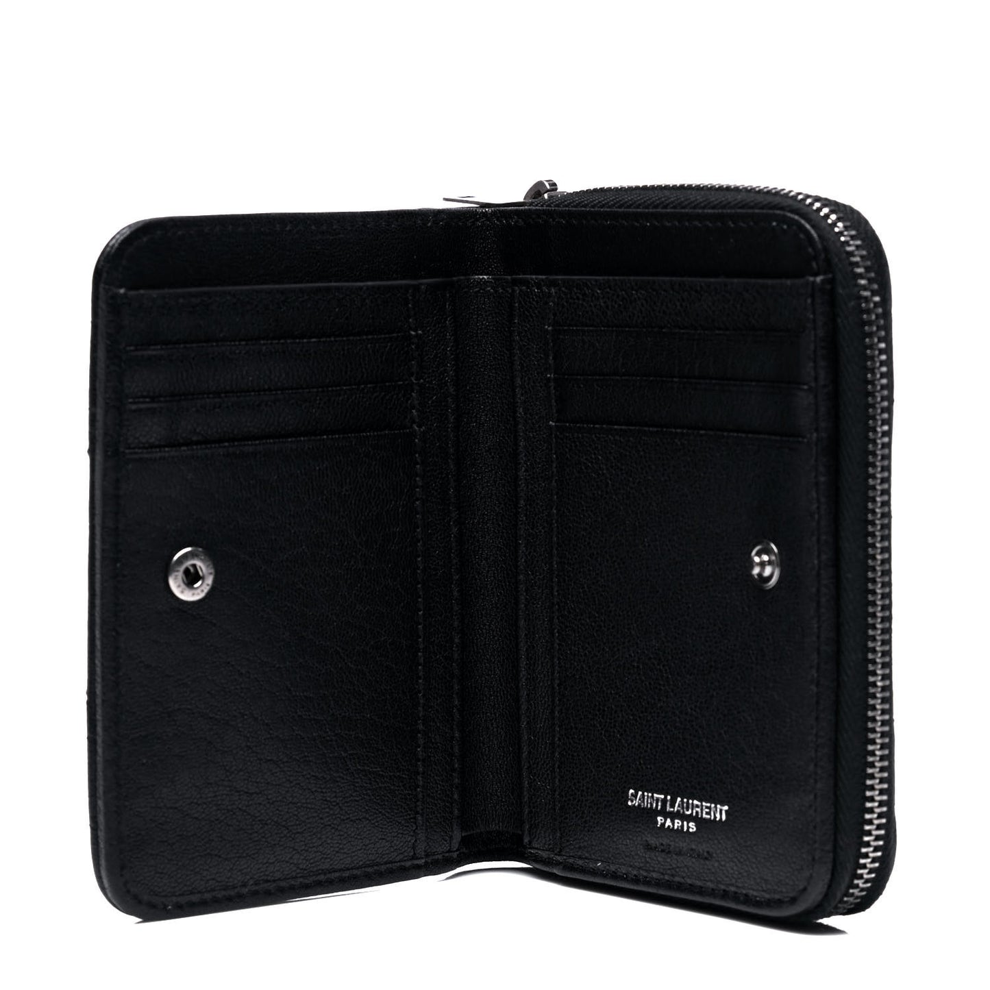 Lambskin Matelasse Chevron Monogram Compact Wallet Black