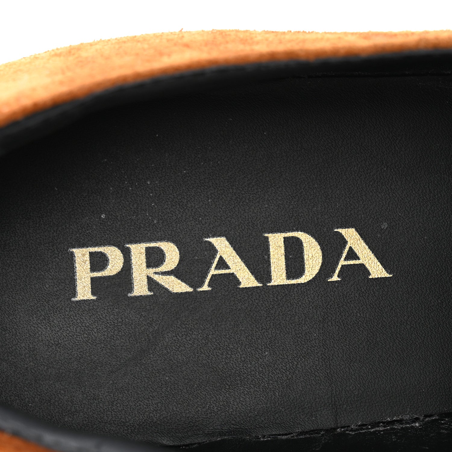 Prada Suede Metal Triangle Logo 20mm Loafers 40 Light Brown 8 of 10