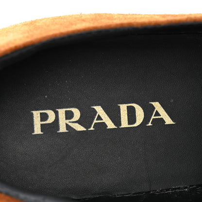 Prada Suede Metal Triangle Logo 20mm Loafers 40 Light Brown 8 of 10