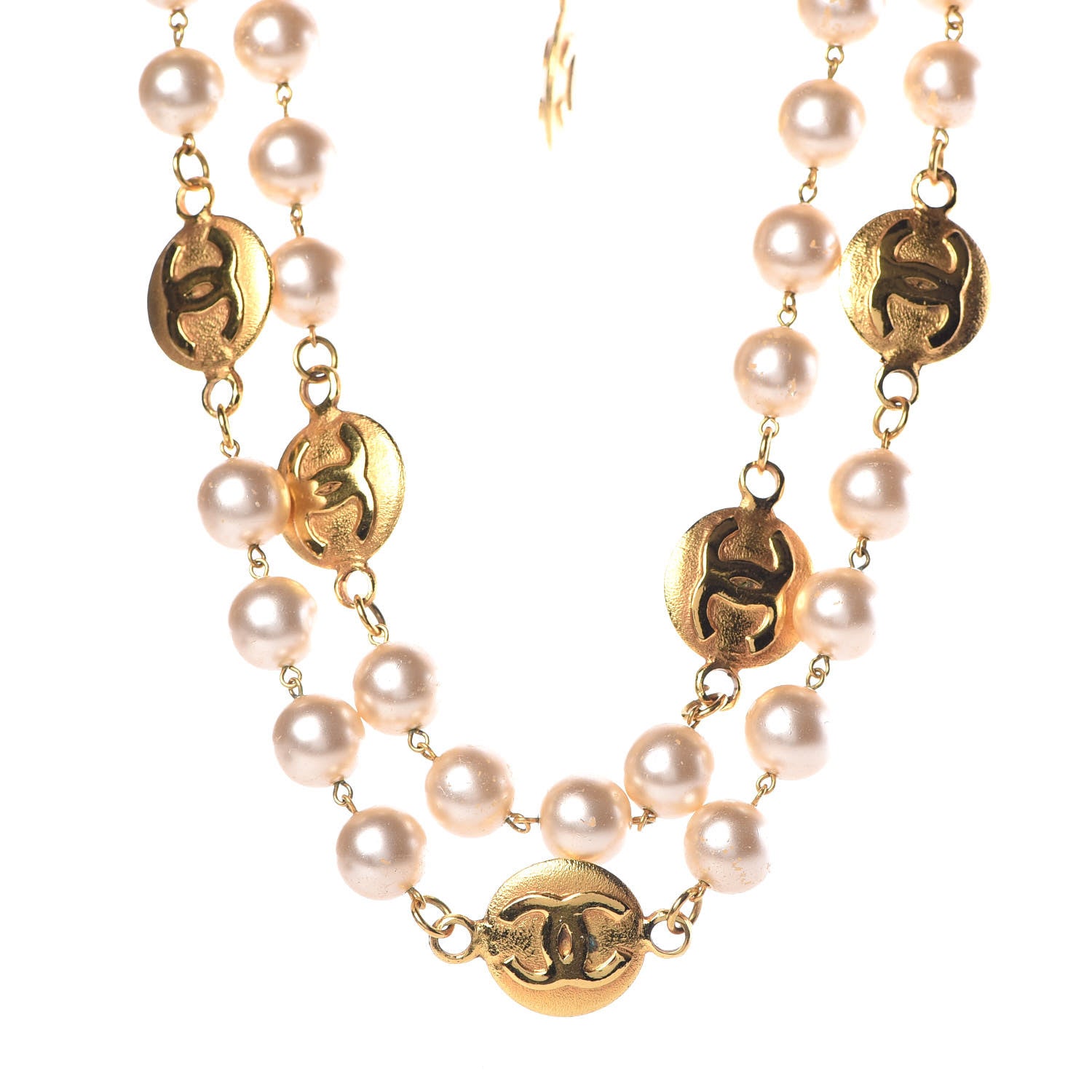 Chanel Pearl CC Necklace Gold 1 of 7