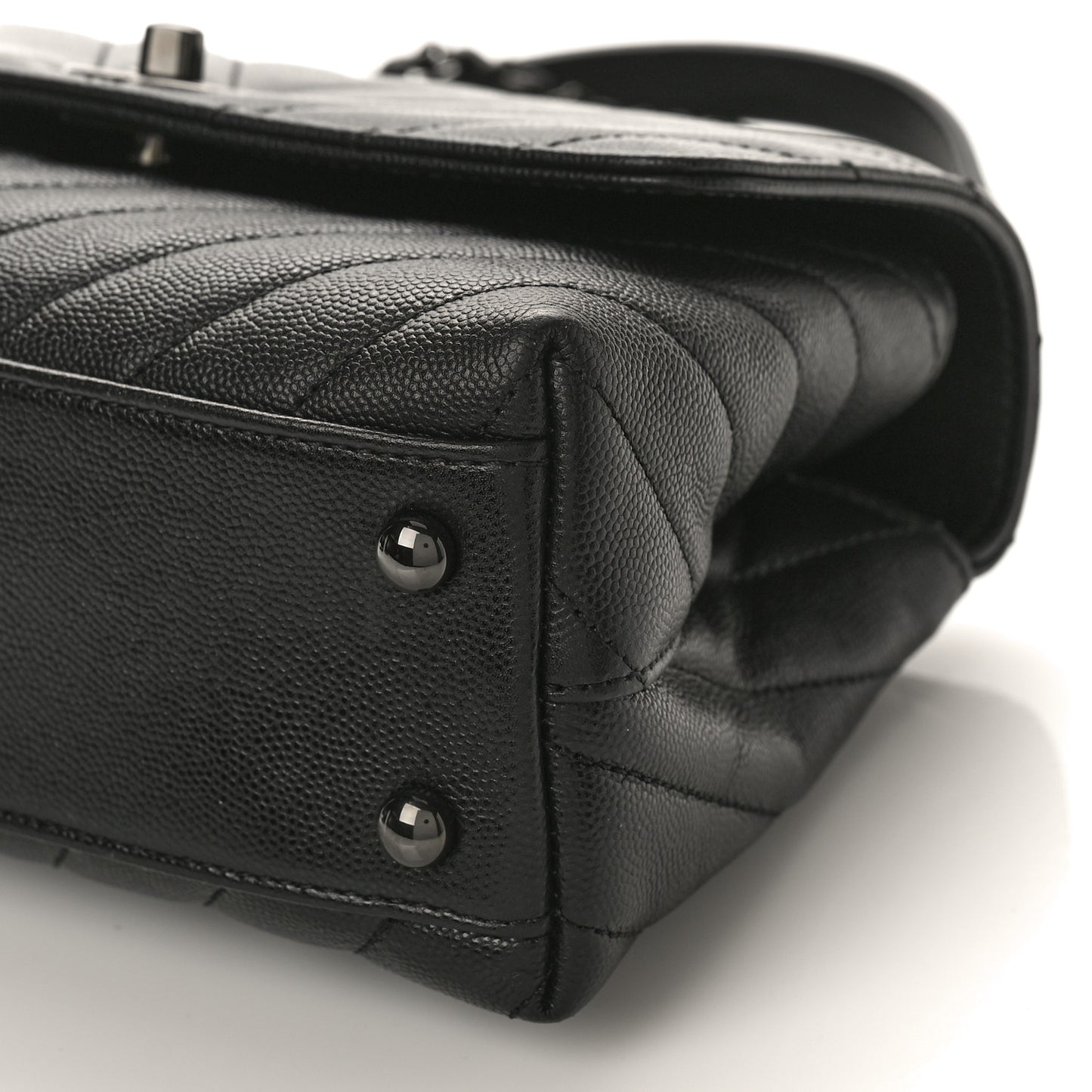 Caviar Chevron Quilted Mini Coco Handle Flap So Black