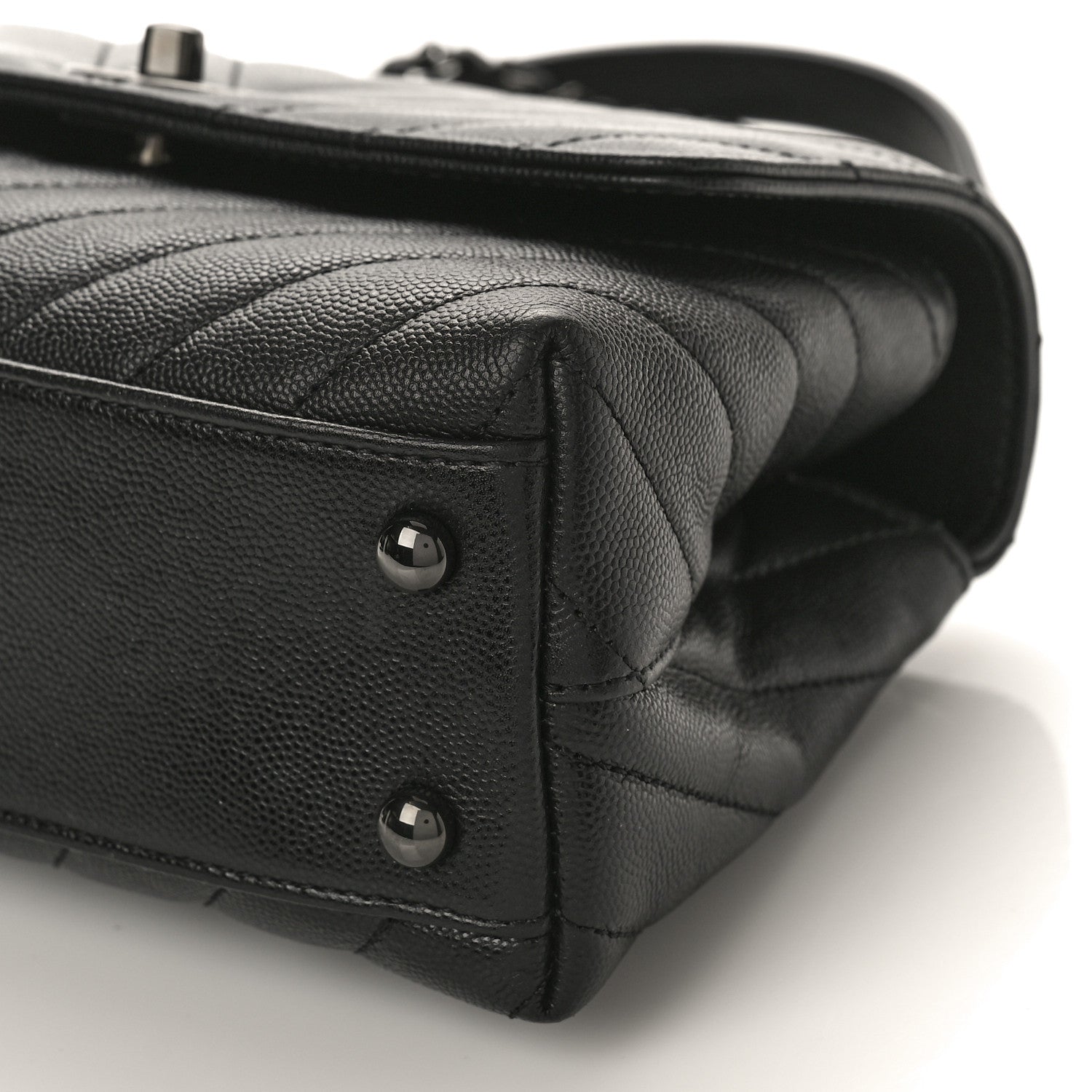 Chanel Caviar Chevron Quilted Mini Coco Handle Flap So Black 9 of 10