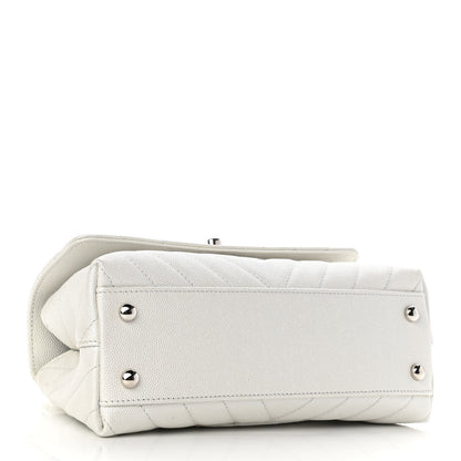 Chanel Iridescent Caviar Chevron Quilted Mini Coco Handle Flap White 6 of 19