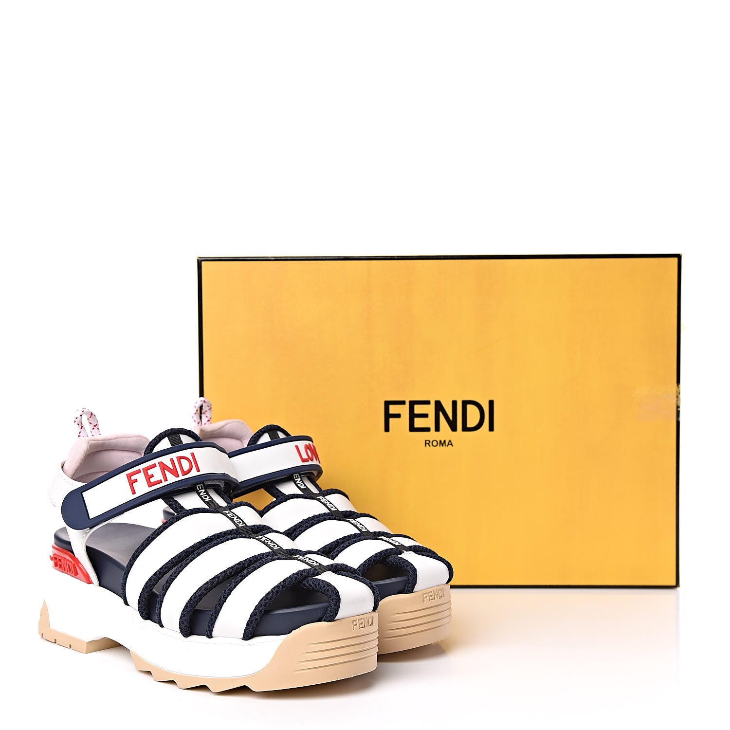 Fendi Vitello T Rex Platform Sandals 36 Ultra White Black 429425