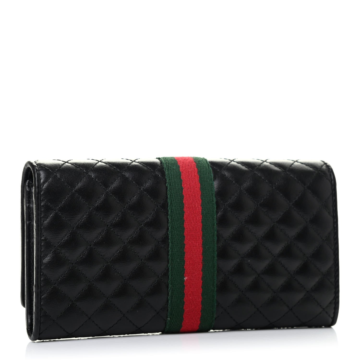 Gucci Calfskin Web Trapuntata GG Continental Wallet Black 2 of 5