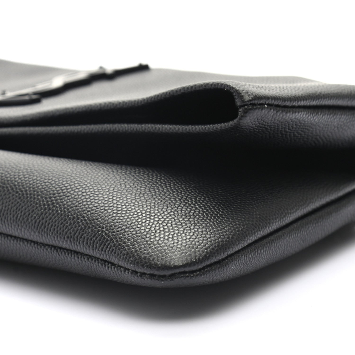 Saint Laurent Grain De Poudre West Hollywood Monogram Fold Over Clutch Black 8 of 8