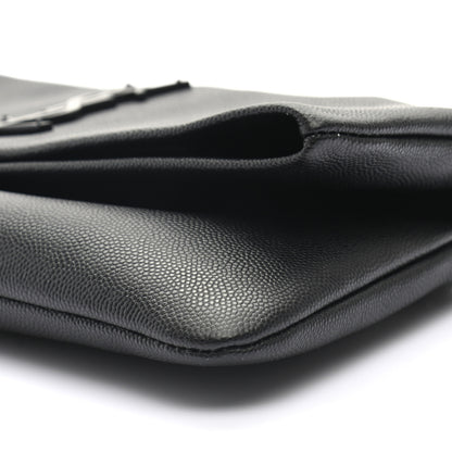 Saint Laurent Grain De Poudre West Hollywood Monogram Fold Over Clutch Black 8 of 8