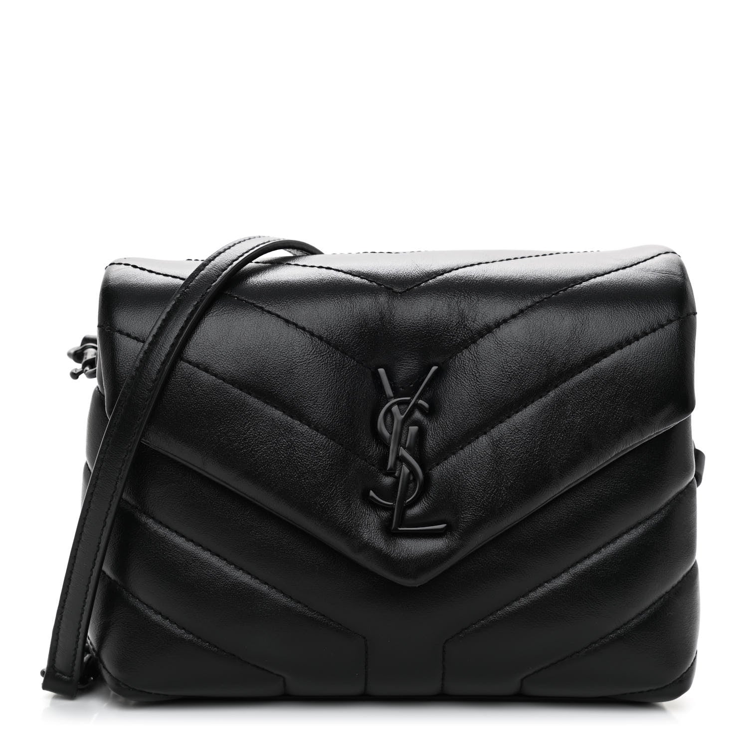 Saint Laurent Calfskin Y Quilted Monogram Toy Loulou Crossbody Bag Black 1 of 8