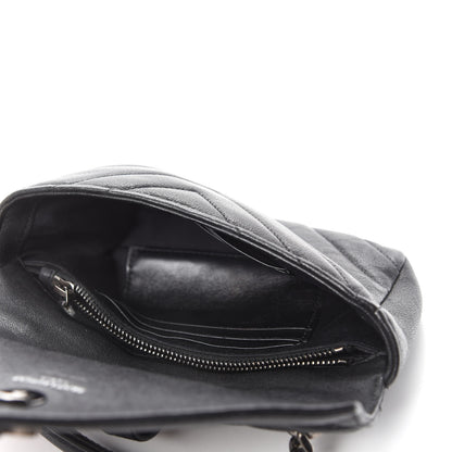 Saint Laurent Sheepskin Matelasse Chevron Monogram College Chain Wallet Black 5 of 9
