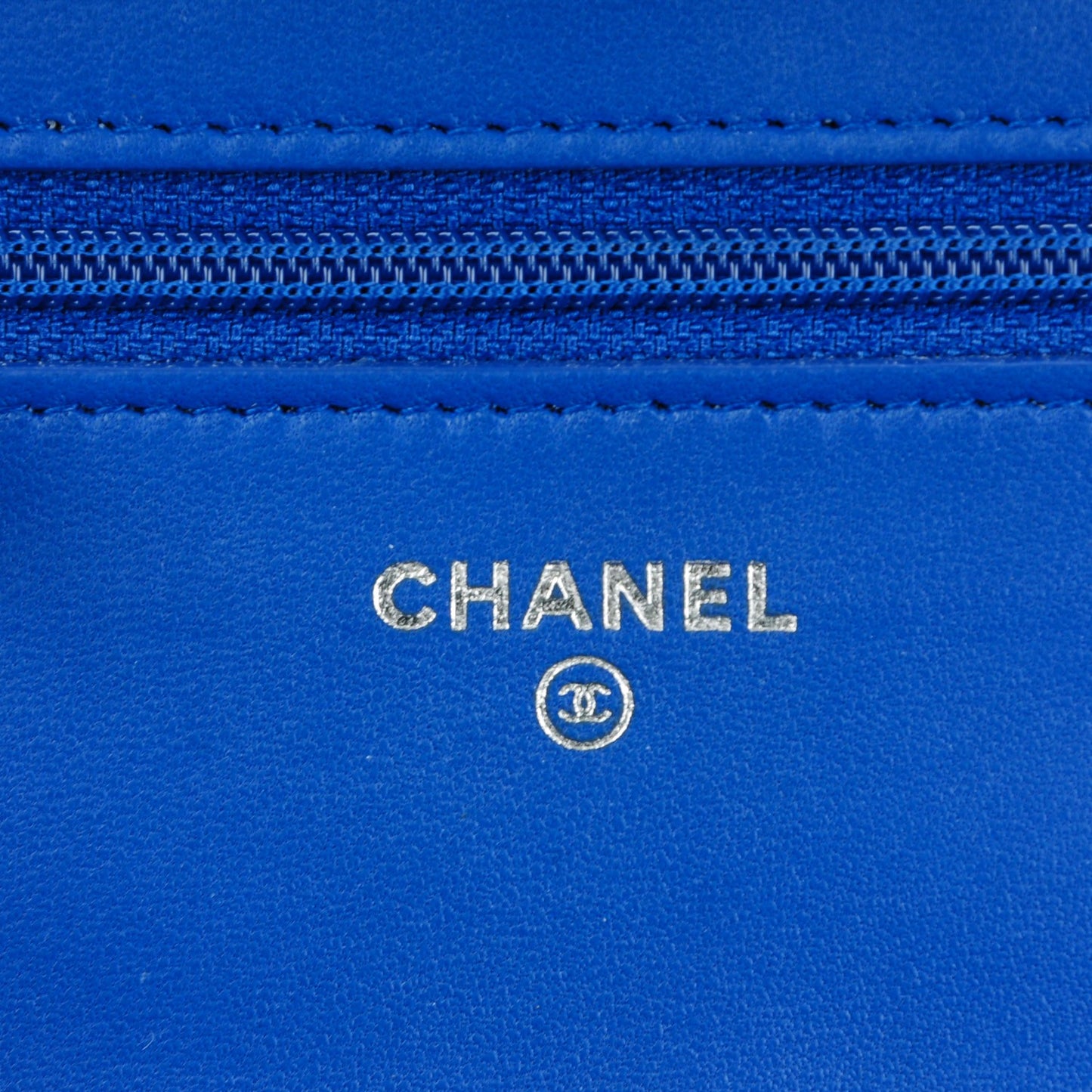 Lambskin Quilted Wallet On Chain WOC Bright Blue