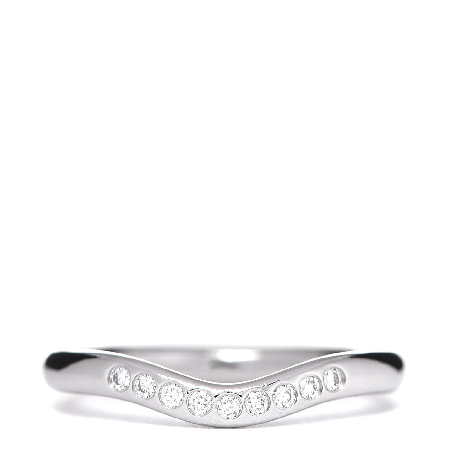 Platinum Diamond Elsa Peretti Curved Wedding Band Ring 48 4.5