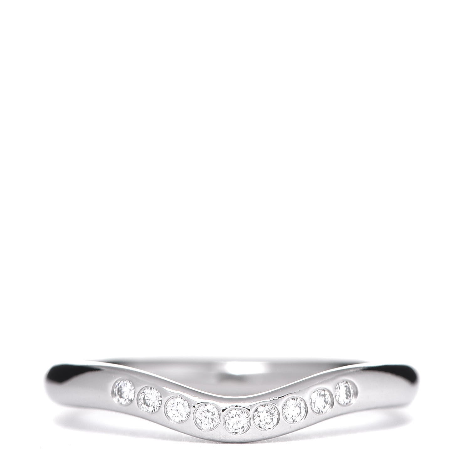 Tiffany Platinum Diamond Elsa Peretti Curved Wedding Band Ring 48 4.5 1 of 3