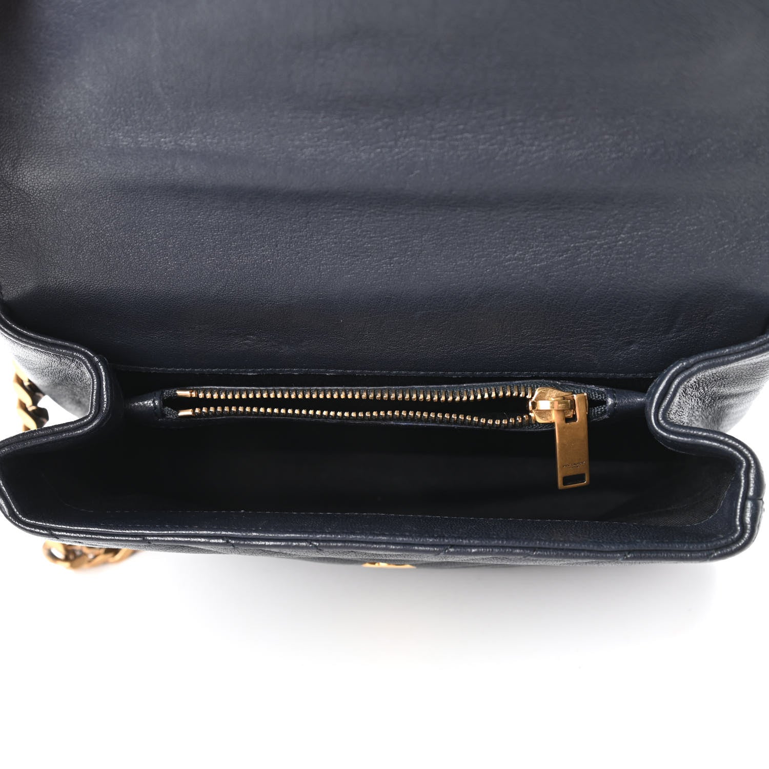 Saint Laurent Sheepskin Matelasse Chevron Monogram Medium College Bag Deep Marine 5 of 10