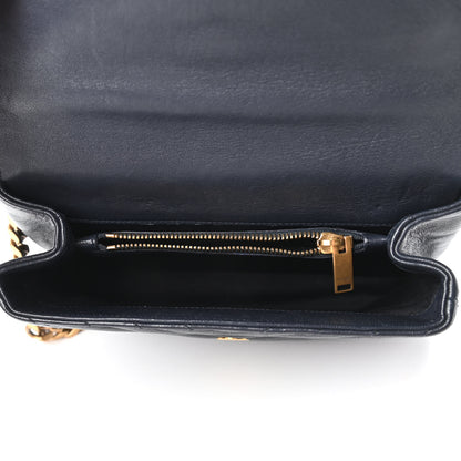 Saint Laurent Sheepskin Matelasse Chevron Monogram Medium College Bag Deep Marine 5 of 10