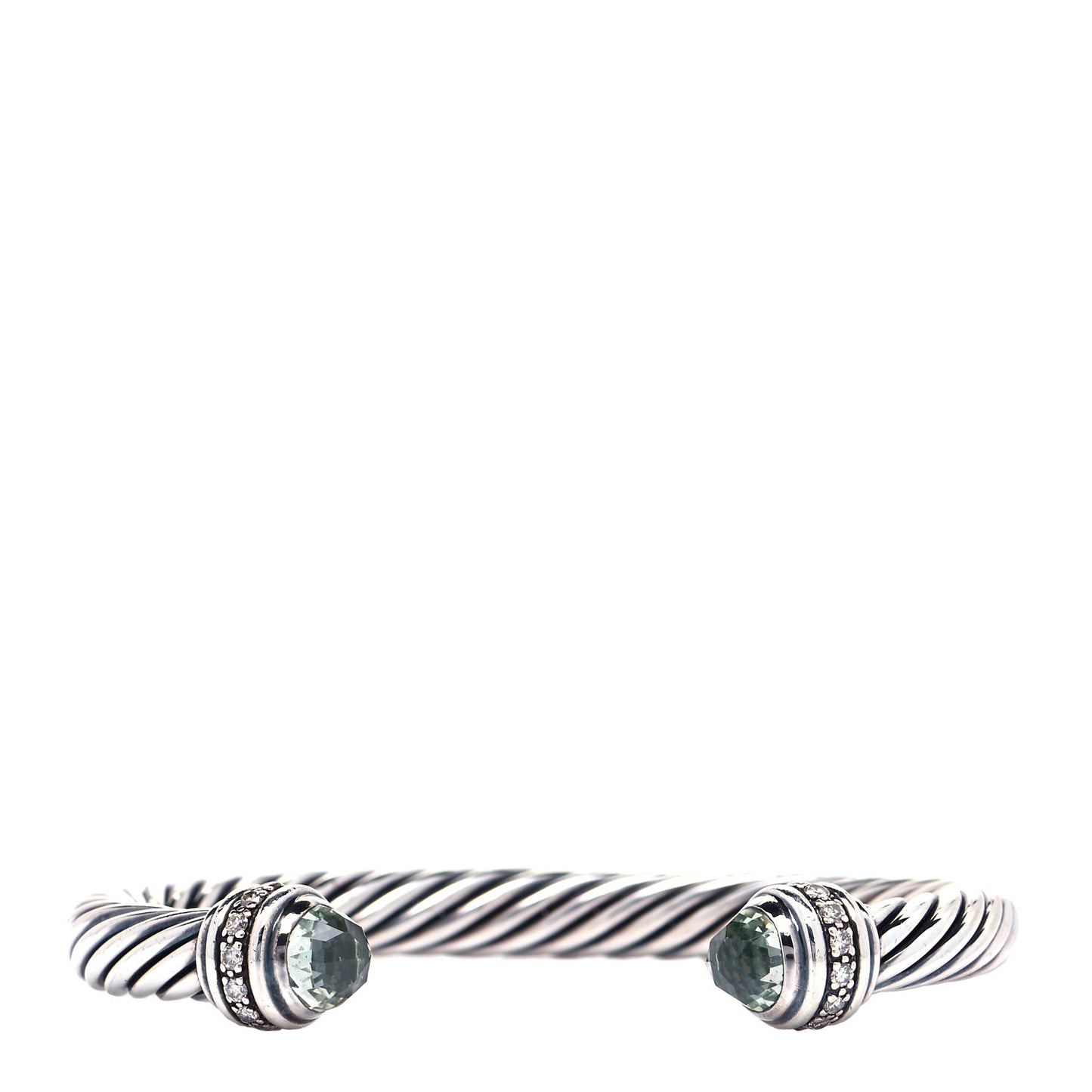Sterling Silver Diamond Prasiolite 7mm Cable Classics Bracelet