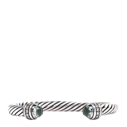 David Yurman Sterling Silver Diamond Prasiolite 7mm Cable Classics Bracelet 1 of 4