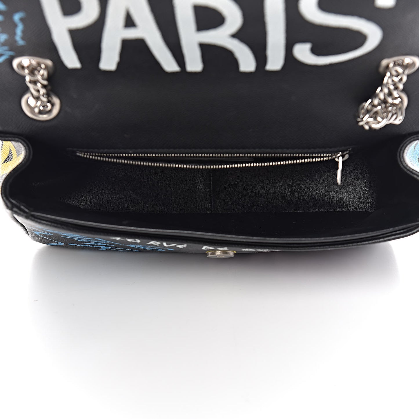 Grained Calfskin Graffiti M BB Round Shoulder Bag Black Multicolor