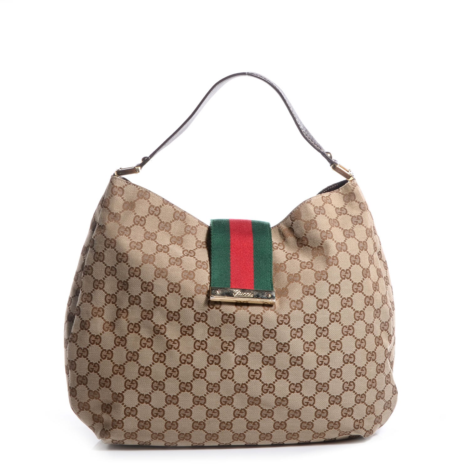 Gucci Monogram New Ladies Web Large Hobo Brown 1 of 7