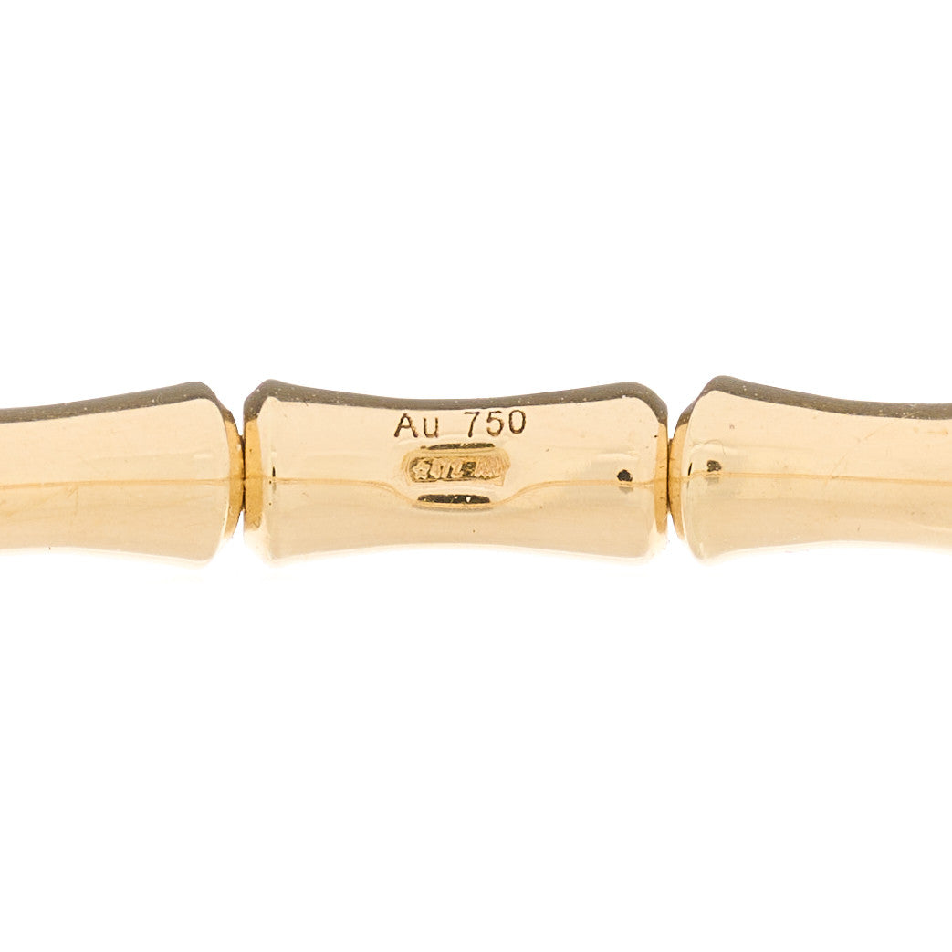 18K Yellow Gold Small Bamboo Spring Bracelet 17