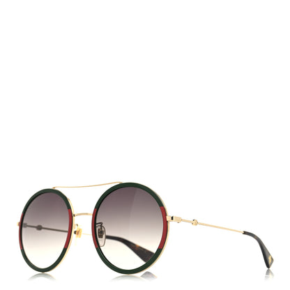 Gucci Metal Round Frame Sunglasses GG0061S Green Red 1 of 8
