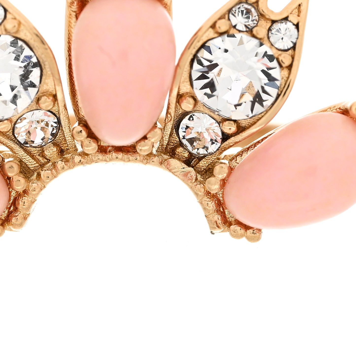 Metal Crystal Resin Flower Ring 53 6.25 Gold Pink
